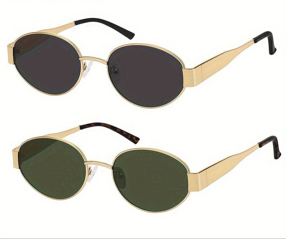 2pcs Retro Oval Fashion Glasses for Women & Men - 