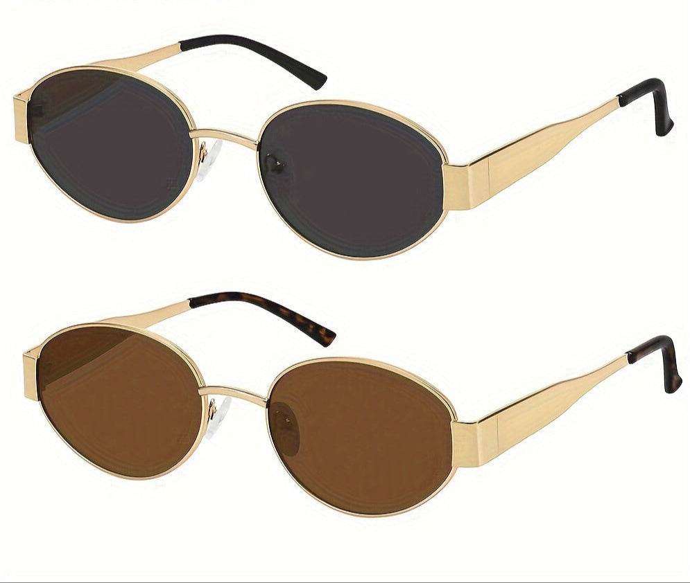2pcs Retro Oval Fashion Glasses for Women & Men - 