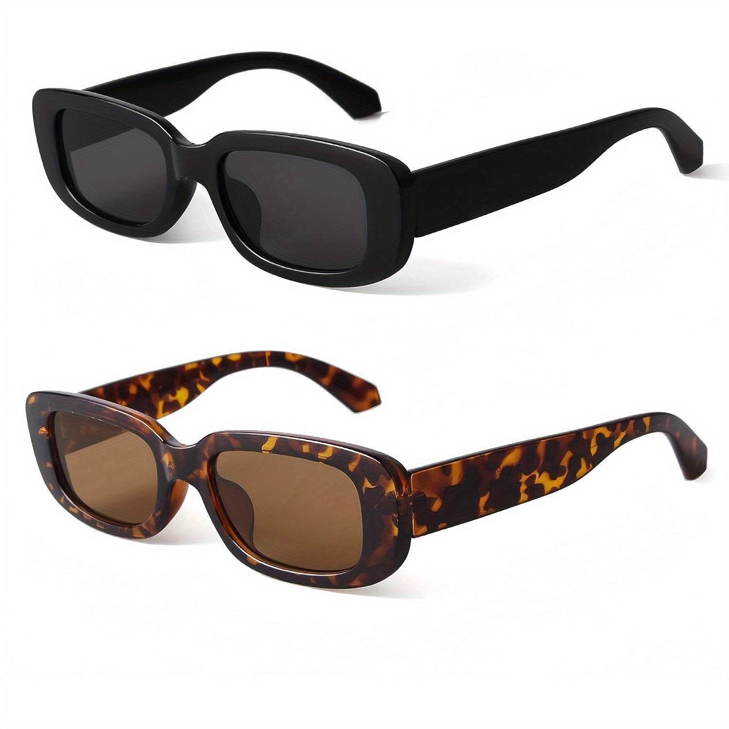 2pcs 90s Vintage Retro Rectangle Glasses for Women