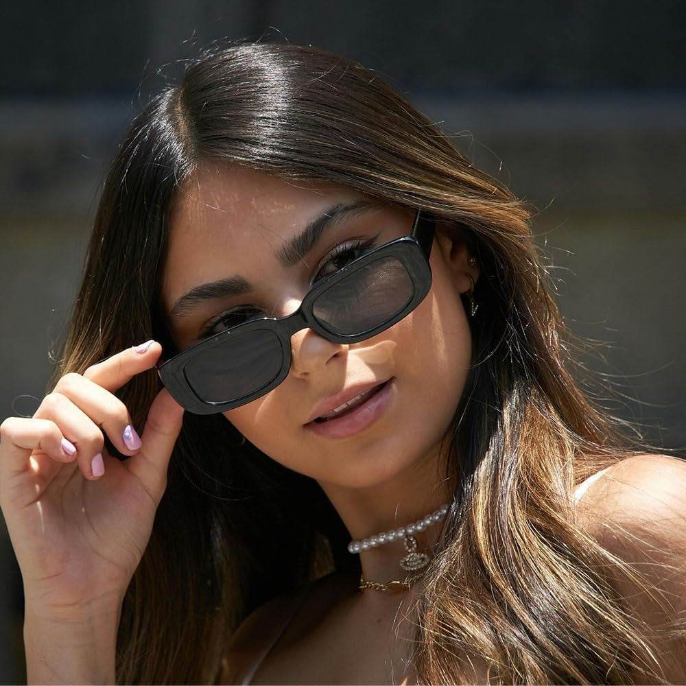 2pcs 90s Vintage Retro Rectangle Glasses for Women