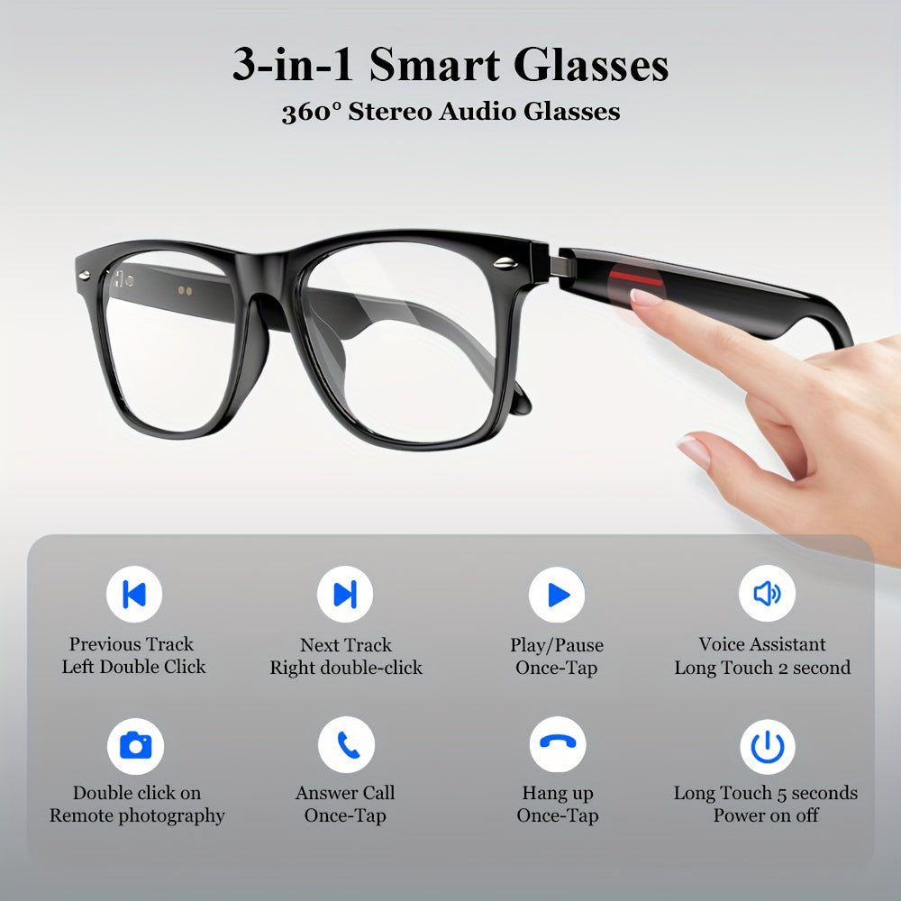3-in-1 Smart Glasses with Bluetooth Speakers