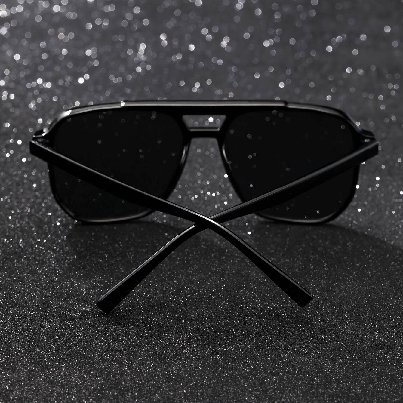 Black Classic Double-Rim Rectangular Fashion Glasses