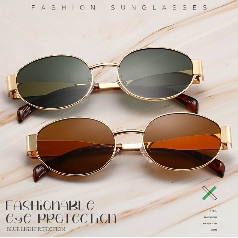 2pcs Retro Oval Fashion Glasses for Women & Men