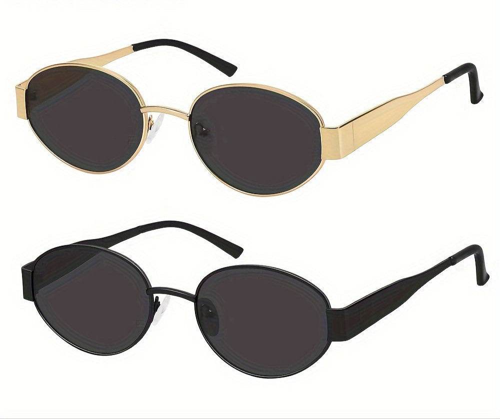 2pcs Retro Oval Fashion Glasses for Women & Men - 