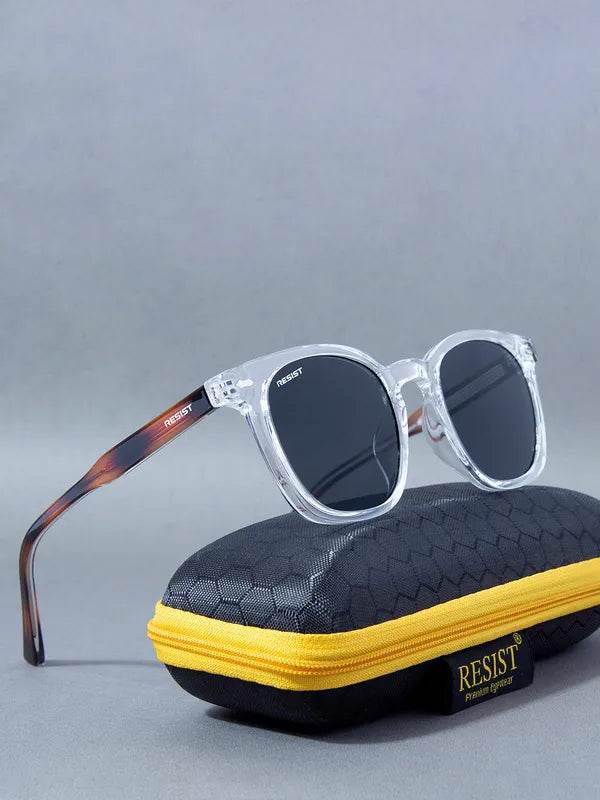 black oval sunglasses for men - Clear Frame