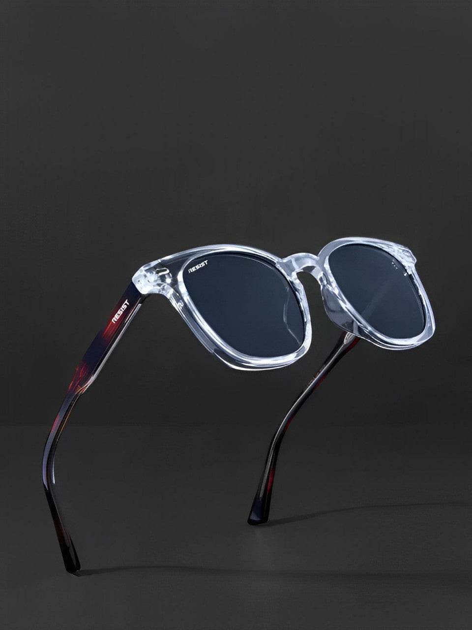 black oval sunglasses for men - Clear Frame