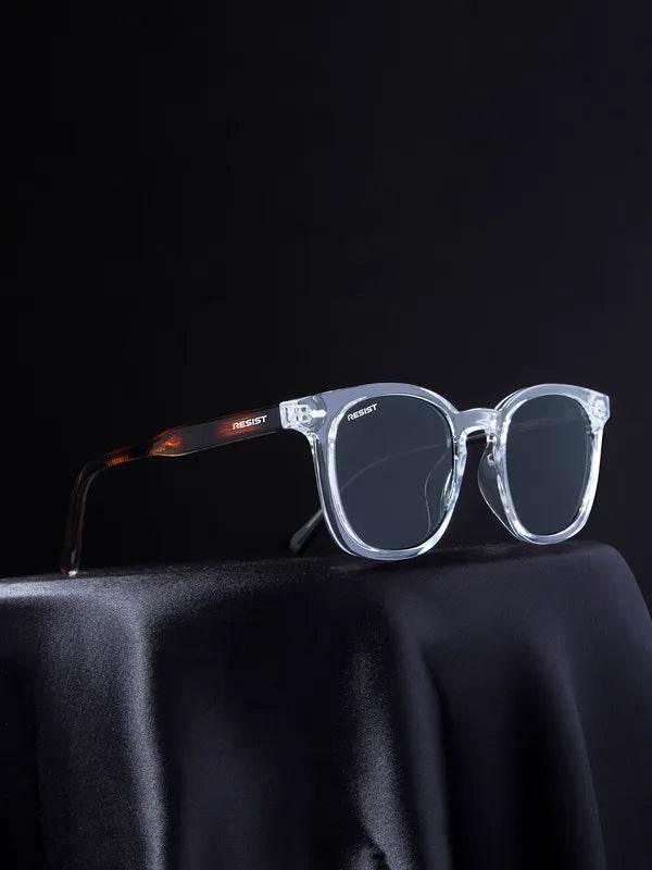 black oval sunglasses for men - Clear Frame