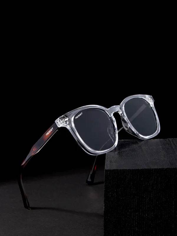 black oval sunglasses for men - Clear Frame